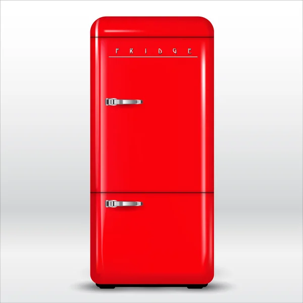 Roter Retro-Kühlschrank — Stockvektor