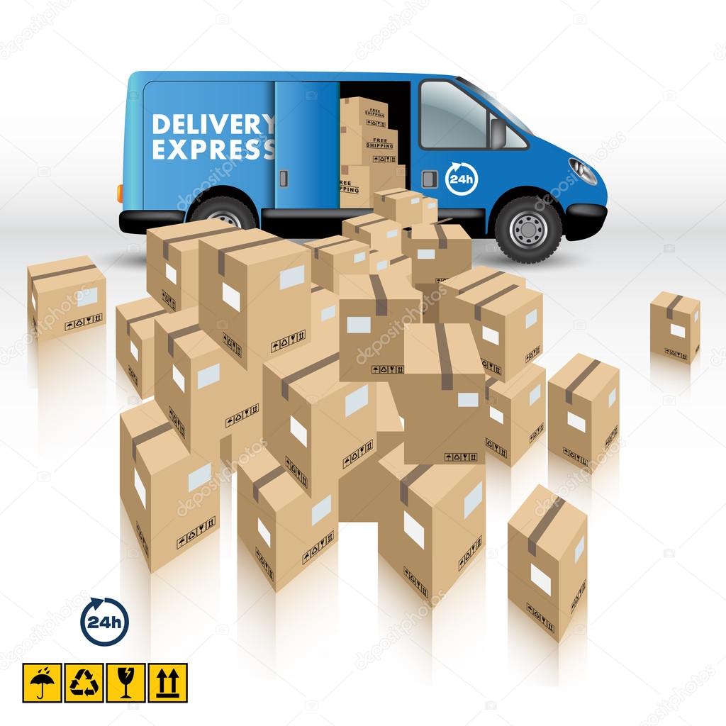 Delivery van and boxes