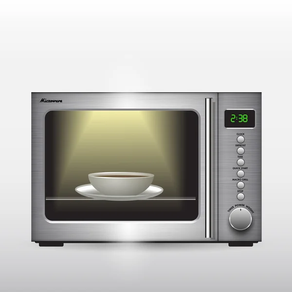 Modern silver microwave — Stock Vector