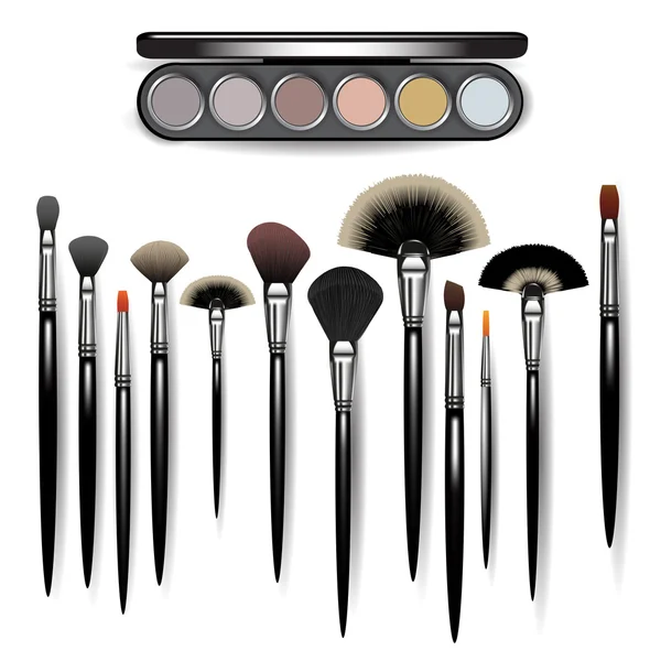 Makeup brushes and eye shadow Stock Illustration