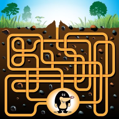 Köstebek ve köstebek yuvası maze oyunu