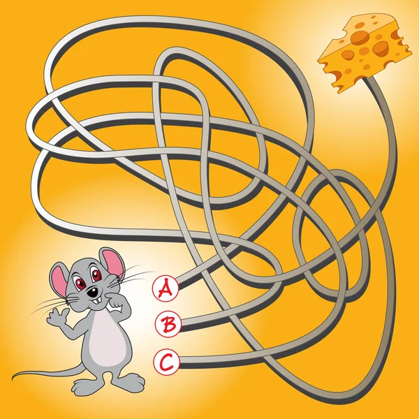 マウスとチーズの迷路ゲーム — ストックベクタ