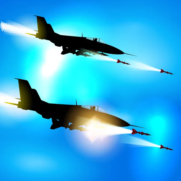 Military fighter jets — Stock Vector
