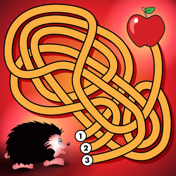 Ježek a jablko bludiště hra — Stockový vektor