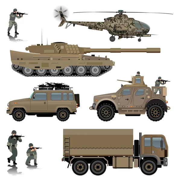 Veículos de transporte militar — Vetor de Stock