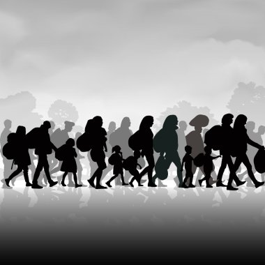 Immigration crowd of people clipart