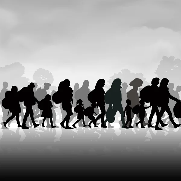 Immigration foule de personnes — Image vectorielle