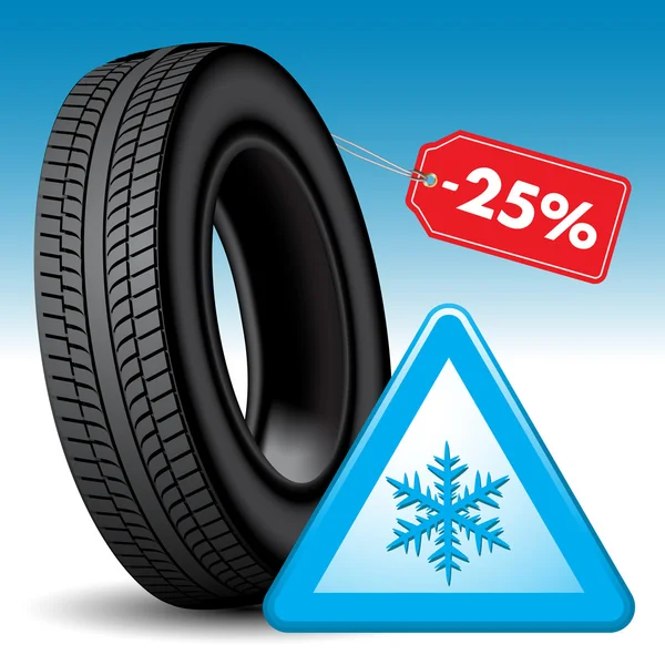 Winter tire and snow warning — Stock Vector