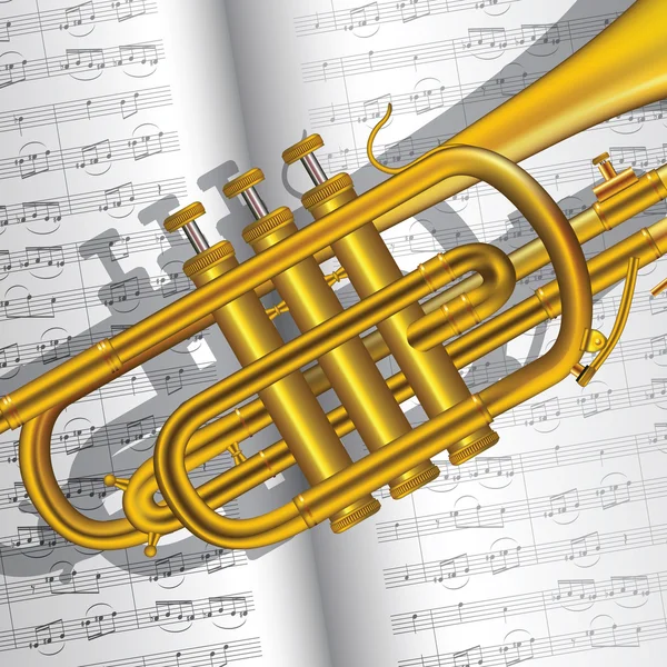 Trompette et notes — Image vectorielle