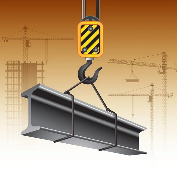 Crane haak en stalen balk — Stockvector