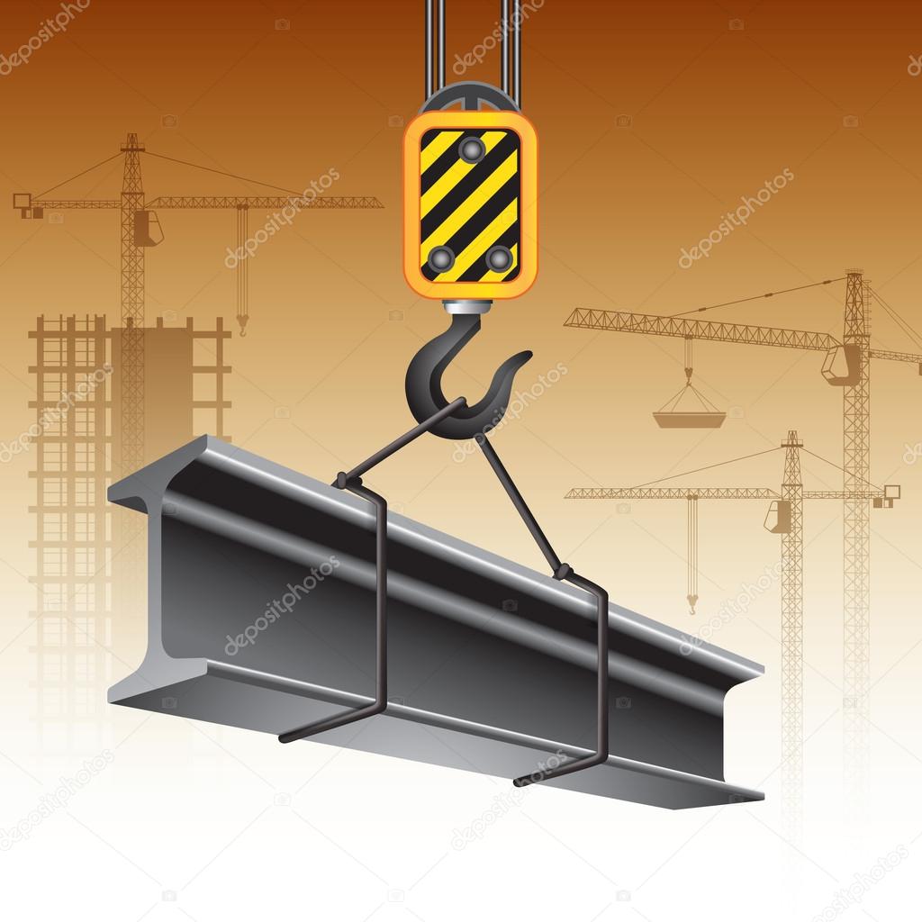 Crane hook and steel beam