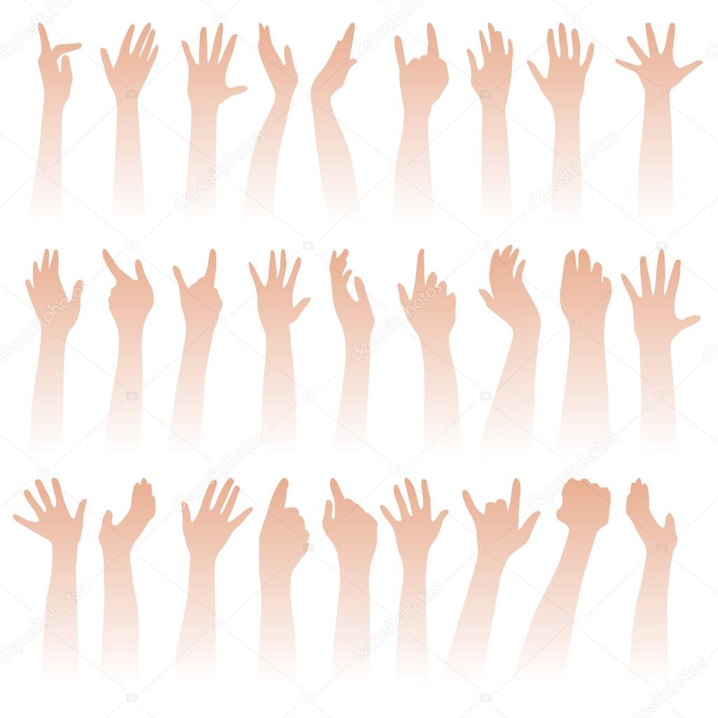 Many raising hands