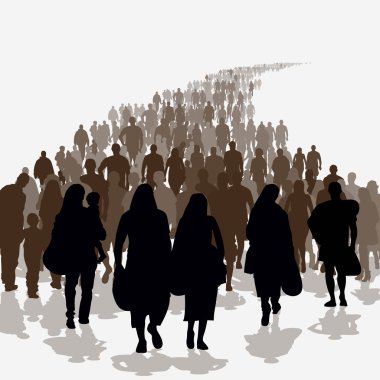Silhouettes of immigration people clipart