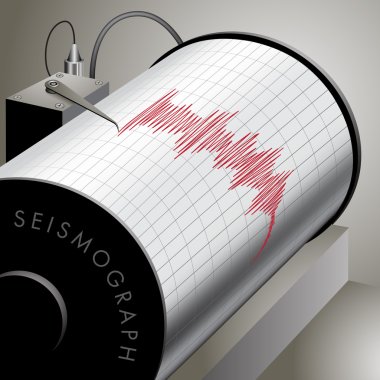 Seismograph recording earthquake clipart