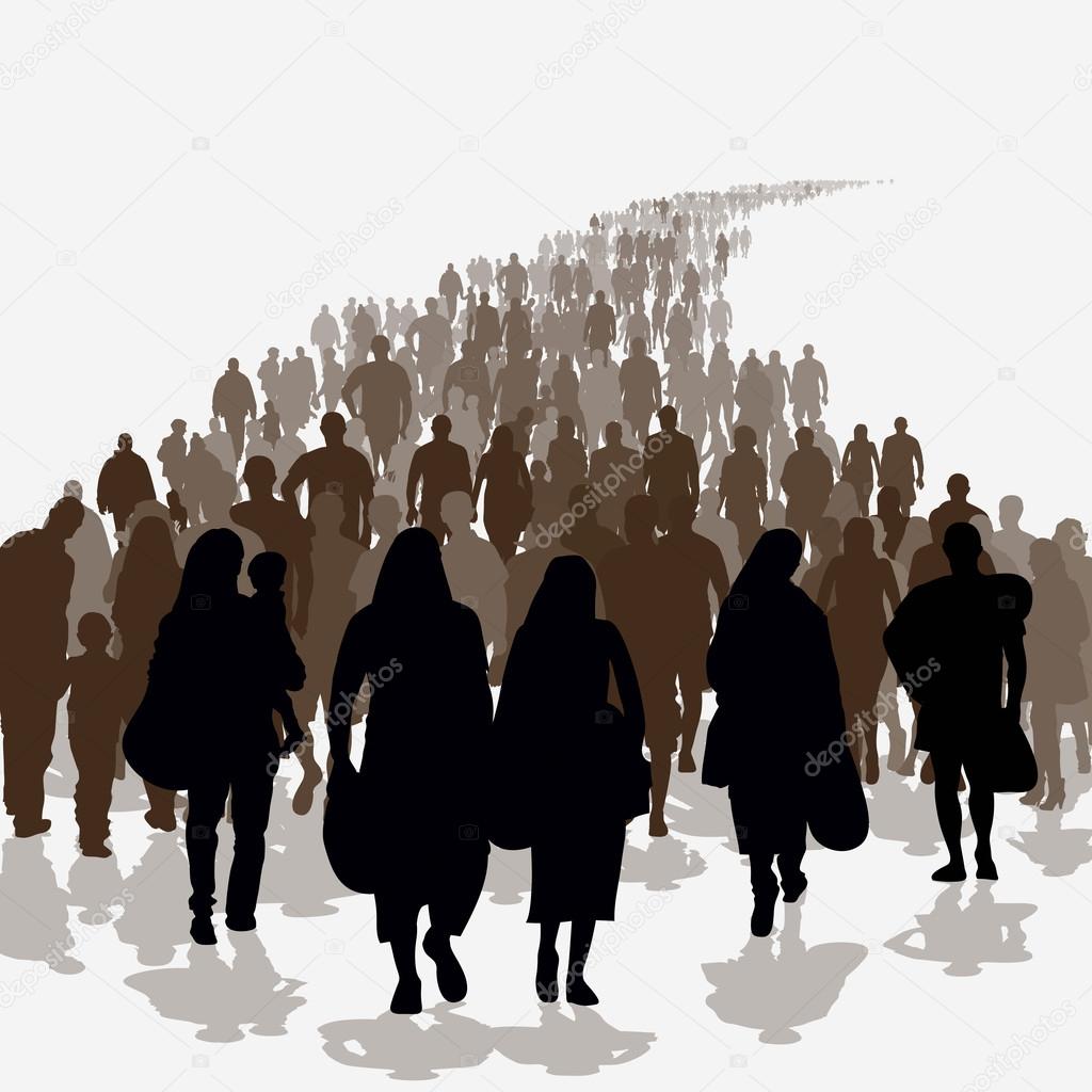 Silhouettes of immigration people