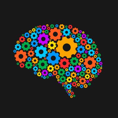 Çok renkli bir beyin silüeti
