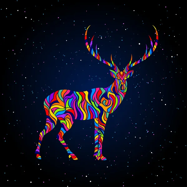 Cerf magique multicolore — Image vectorielle
