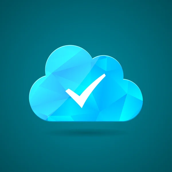 Blue cloud icon and white check — Stock Vector