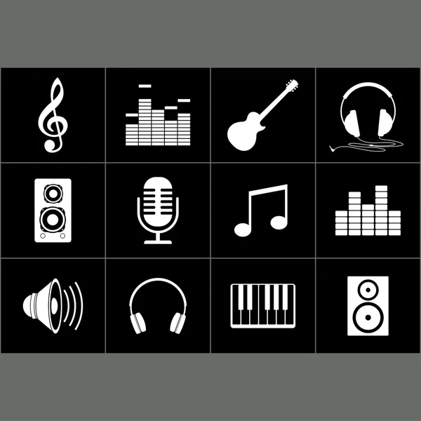 Iconos de música y sonido — Vector de stock