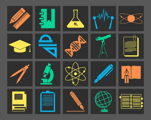 Icone della ricerca scientifica Illustrazione Stock