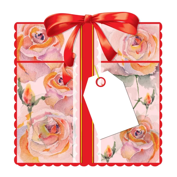 장미와 선물 카드 — 스톡 사진