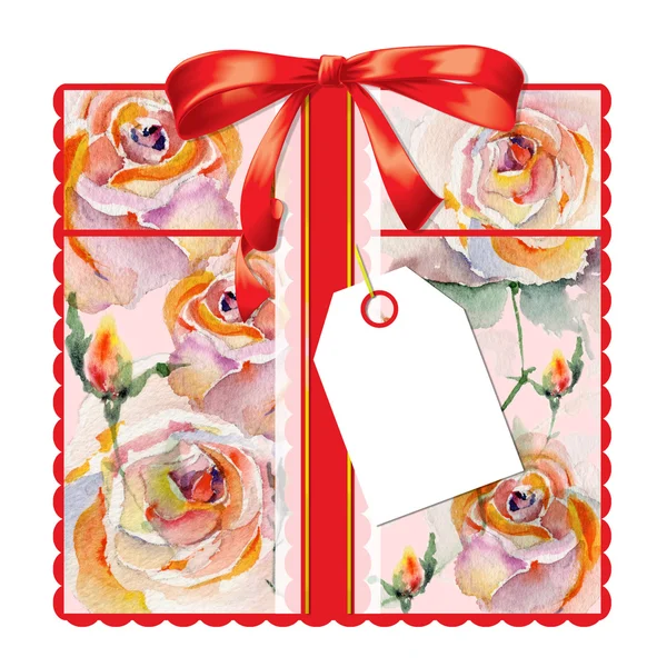 Tarjeta regalo con rosas —  Fotos de Stock