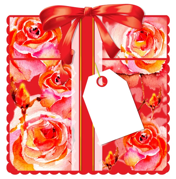 Tarjeta regalo con rosas —  Fotos de Stock