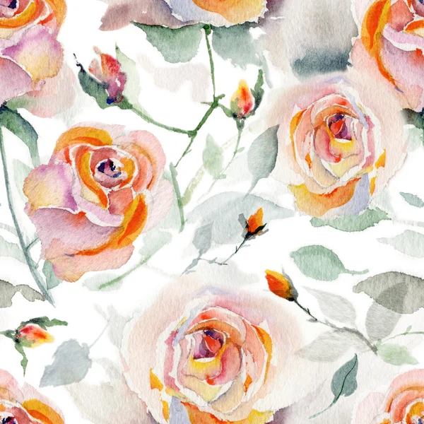 Bezešvé vzory s růžovými růžemi — Stock fotografie
