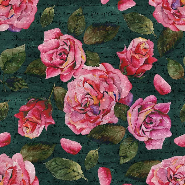 Seamless pattern with pink roses — Stock Photo, Image