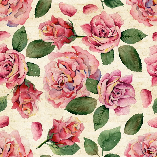 Seamless pattern with pink roses — Stock Photo, Image