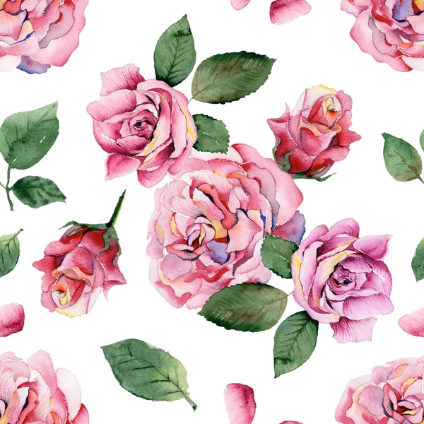 Seamless pattern with pink roses — Stock Photo, Image