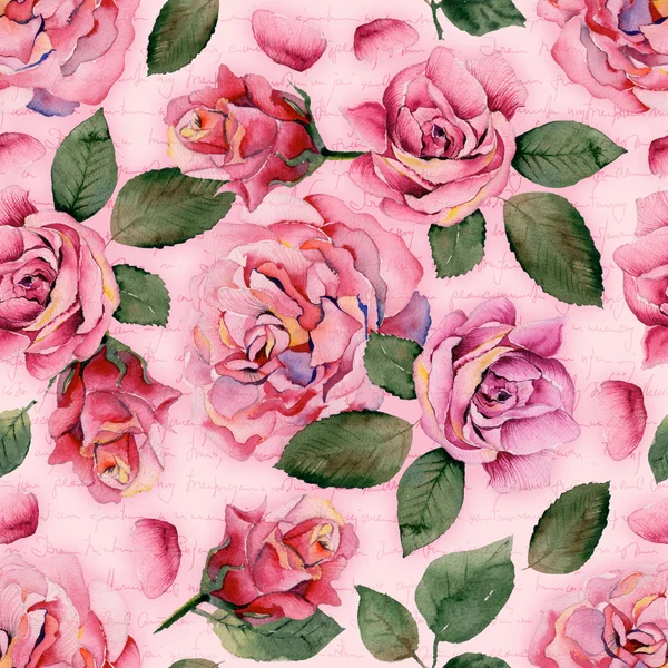 Nahtloses Muster mit rosa Rosen — Stockfoto