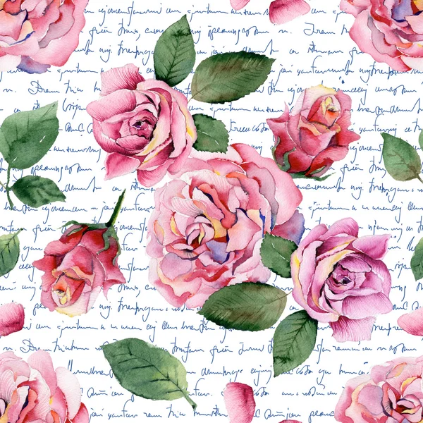 Sömlöst mönster med rosa rosor — Stockfoto