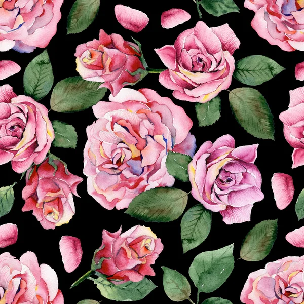 Seamless pattern with pink roses — Stock Photo, Image