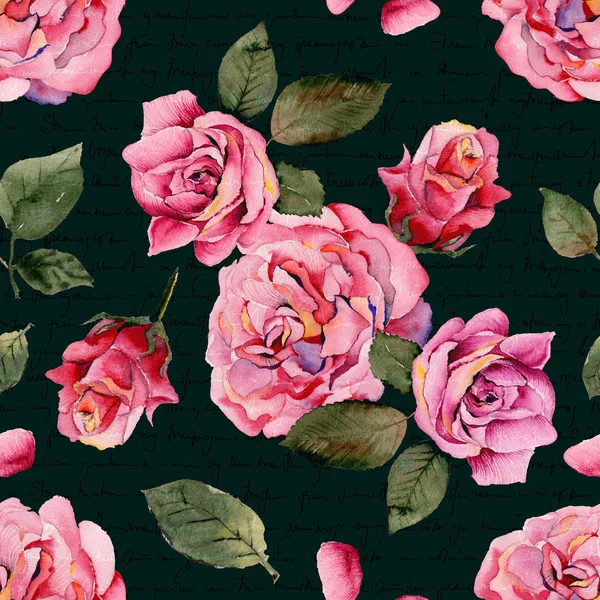 Seamless pattern with pink roses — Stock Photo, Image