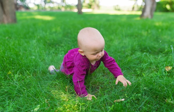 Feliz bebé descansando sobre la hierba verde . —  Fotos de Stock