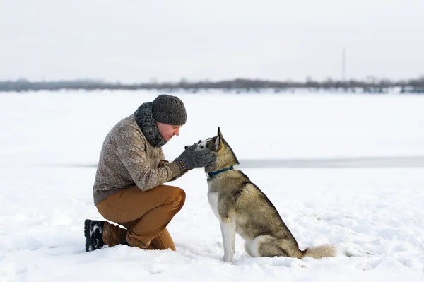 El criador-adiestrador entrena al perro —  Fotos de Stock