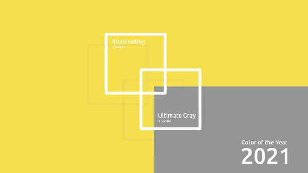 2021 'in en popüler renkleri. Gri, Sarı, Ultimate Gray ve Aydınlatıcı. Tasarım ve iç tasarım için. Renk deseni. Örnek. Vektör