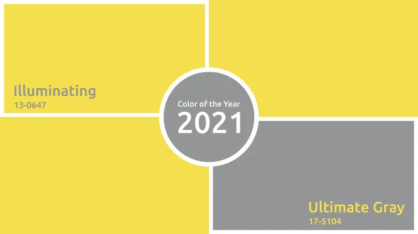 2021 'in en popüler renkleri. Gri, Sarı, Ultimate Gray ve Aydınlatıcı. Tasarım ve iç tasarım için. Renk deseni. Vektör