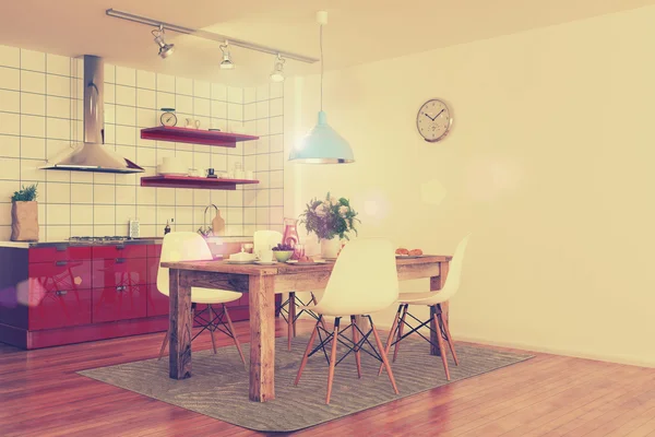 Современный интерьер кухни - снимок 31 - ретро стиль — стоковое фото