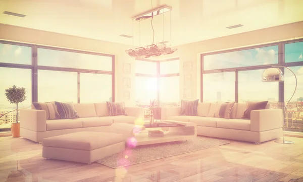 3d - lüks modern loft daire - retro tarzı - 45 vurdu