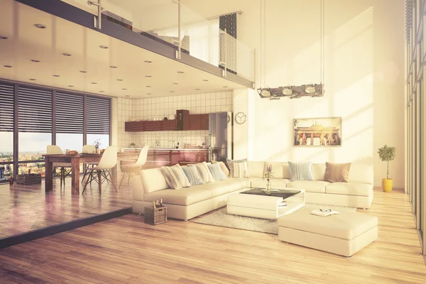 3D - loft - retro-look — Stockfoto