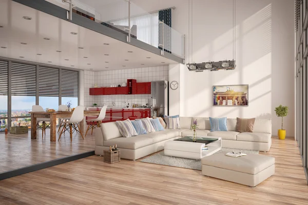 3d renderização de loft moderno — Fotografia de Stock