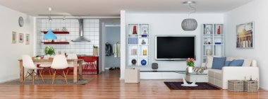 luxury modern loft apartment - panorama clipart