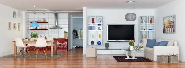Luxury modern loft apartment - panorama — Stock Photo, Image