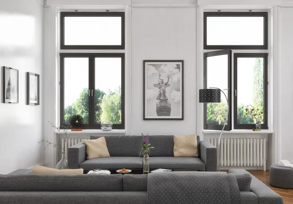 3d - sala de estar - concepto interior —  Fotos de Stock