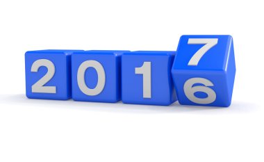 3D - yeni yıl 2017 kavramı - küp - mavi