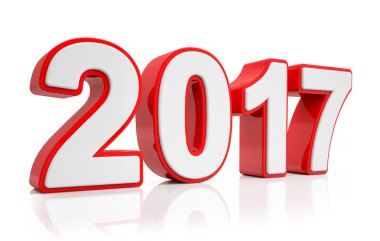3D - yeni yıl 2017 kavramı - kırmızı
