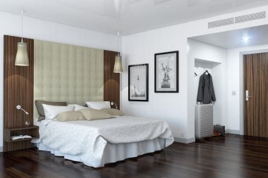 3D render - otel odası - yatak odası