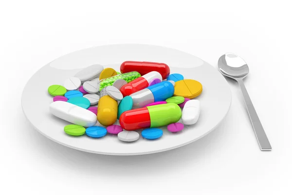 3d rendering - colorful tablets, pills, capsules - medicament — Stock Photo, Image